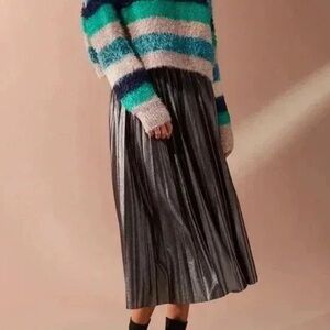 Urban Outfitters Striped Fluffy  Sweater - Turquoise silver Size Small